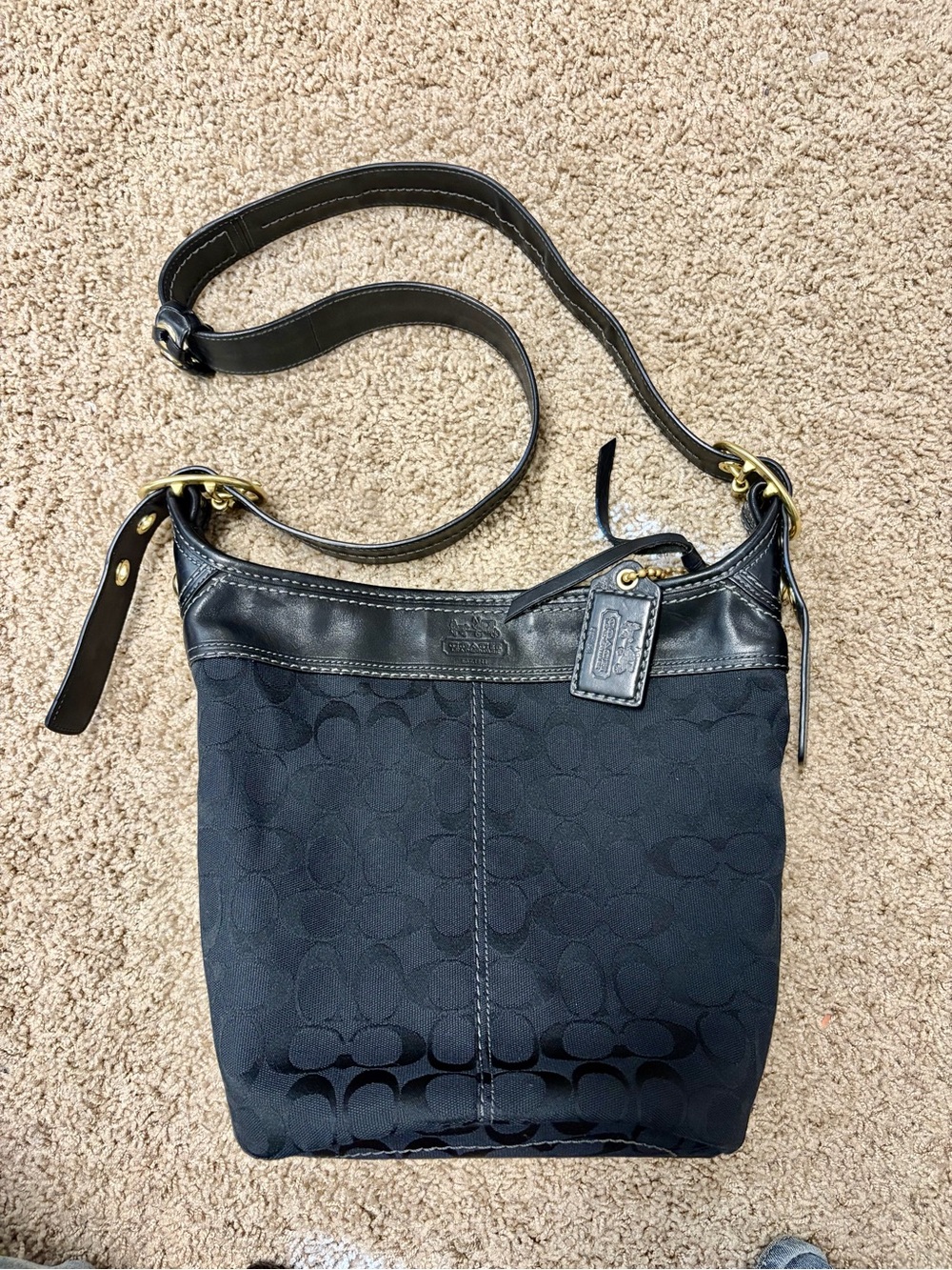 Coach Black Signature Canvas and Leather Crossbody